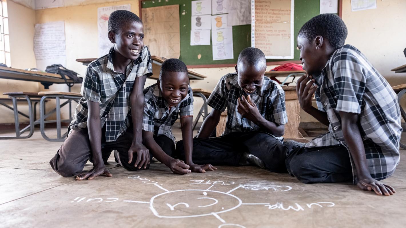 Students at Kasupe Primary School in Chipata District learn basic reading and mathematics skills during the "Catch Up Program".at school. 