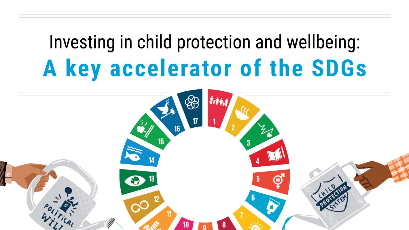 Cover page of the report on Investing in child protection and wellbeing: A key accelerator of the SDGs