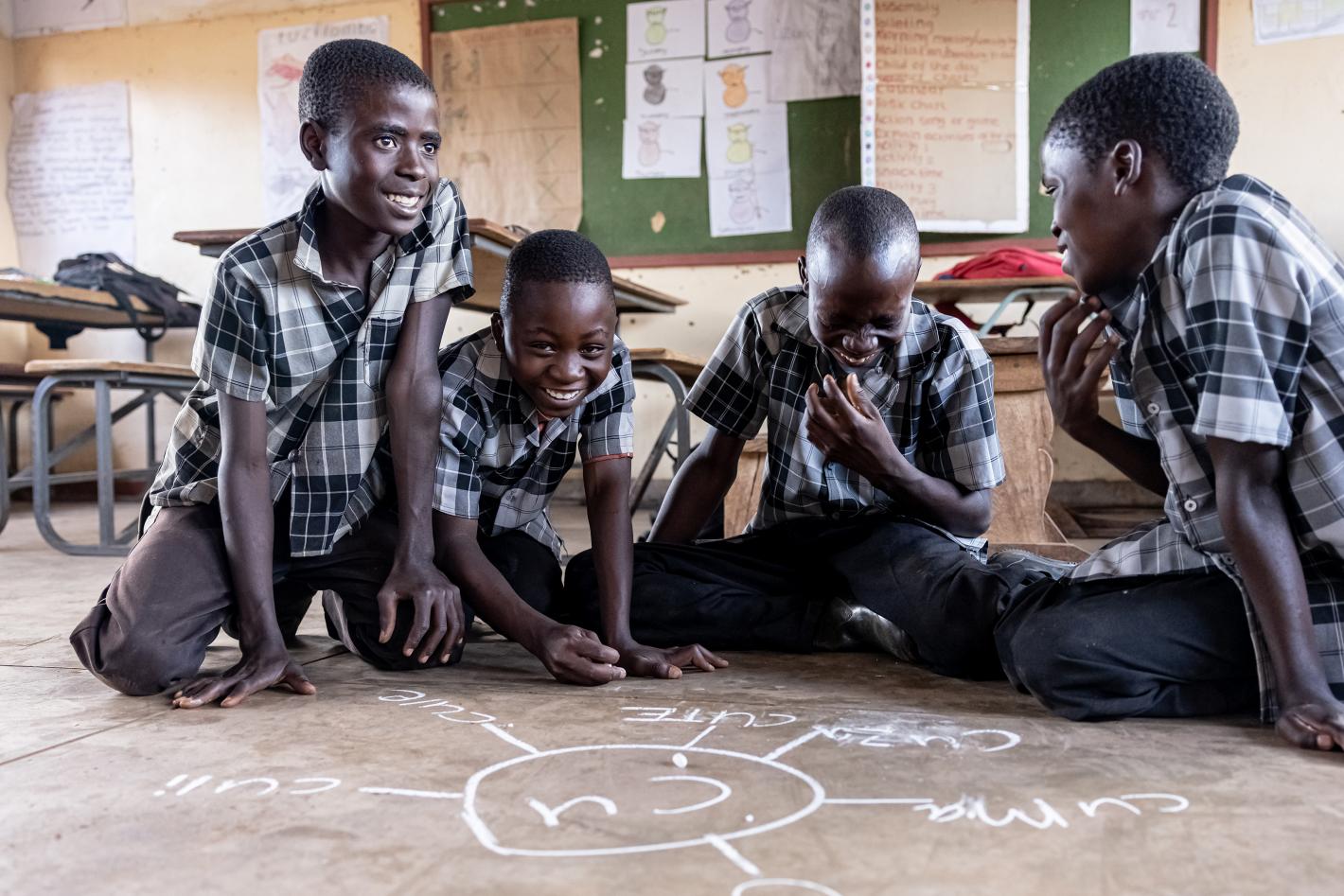 Students at Kasupe Primary School in Chipata District learn basic reading and mathematics skills during the "Catch Up Program".at school.
