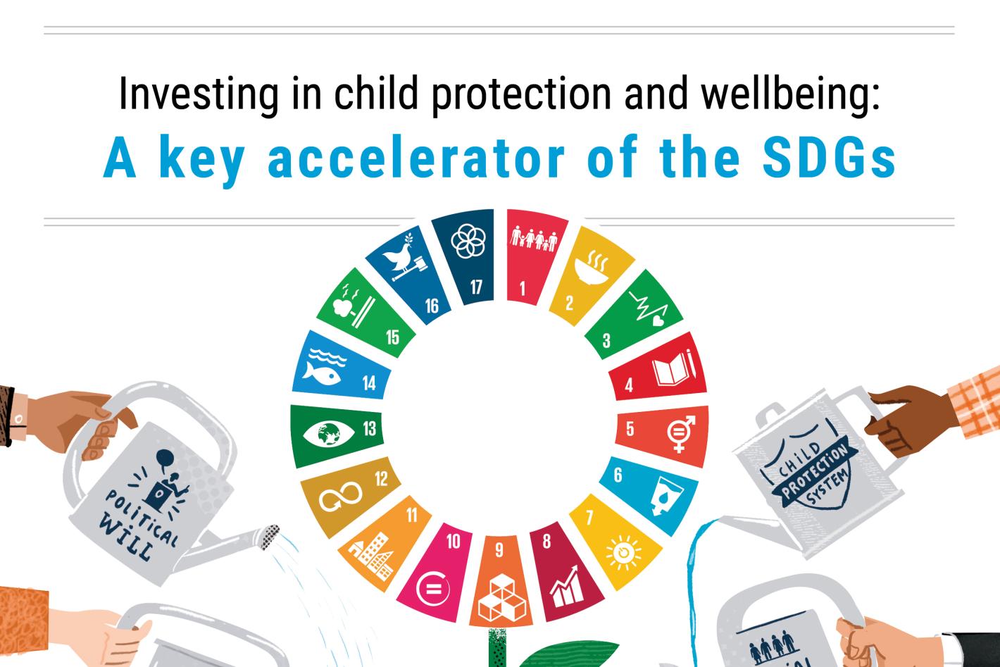 Cover page for the report on Investing in child protection and wellbeing: A key accelerator of the SDGs