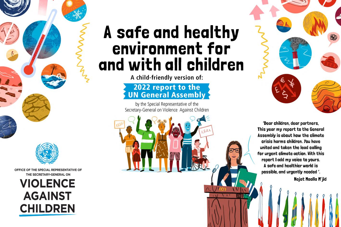 Cover page for the report on A safe and healthy environment for and with all children