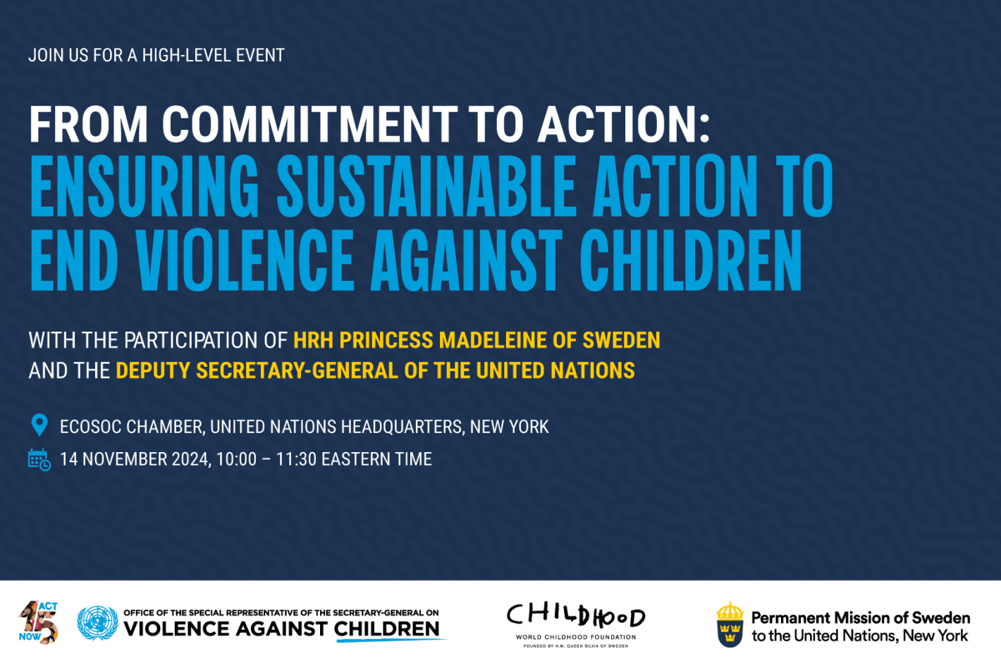 Poster for the event on From commitment to action: ending violence against children is possible