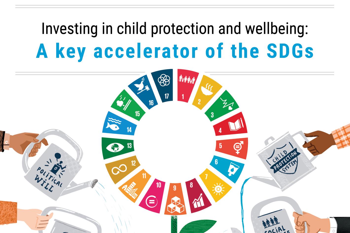 Cover page of the report on Investing in child protection and wellbeing: A key accelerator of the SDGs
