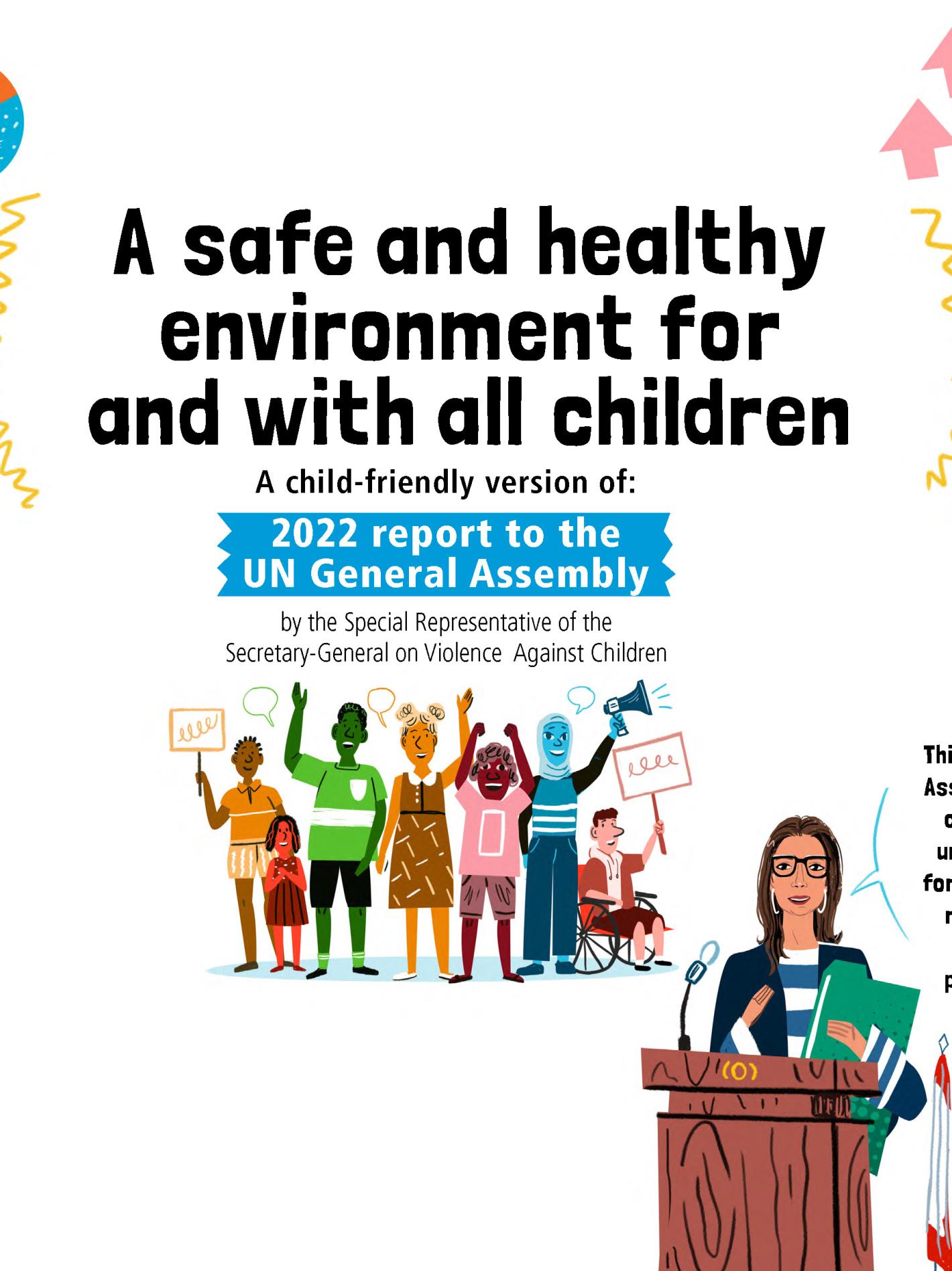 Cover page for the report on A safe and healthy environment for and with all children