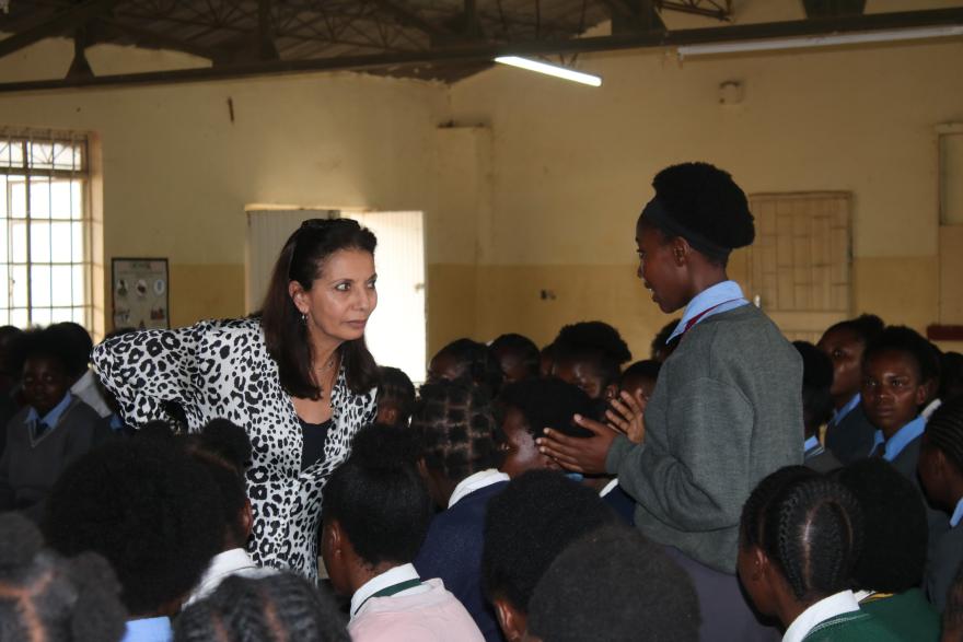 Dr. Najat Maalla M'jid in Zambia during a country mission in 2024.