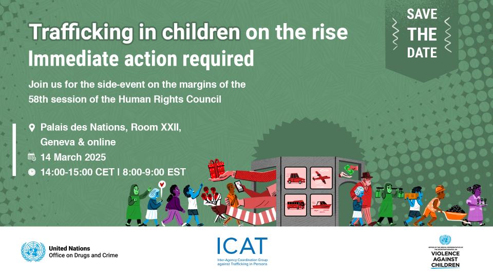 Save the Date for the event on Trafficking in children on the rise: Immediate action required
